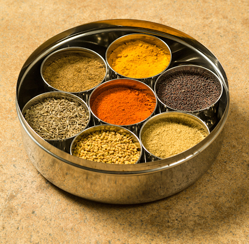 A box of exotic Indian spices