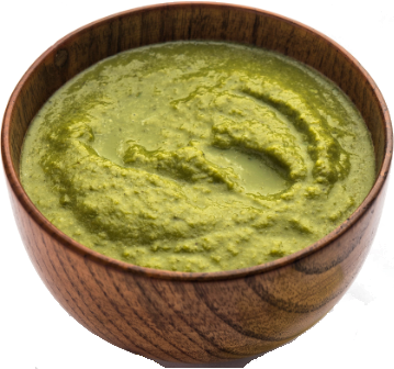 Cilantro chutney sauce served with all appetizers at Masala Magic by Anita